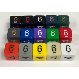 Dados D6 Number Opaque variados