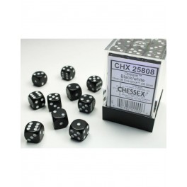 Dados D6 12mm (36) black/white