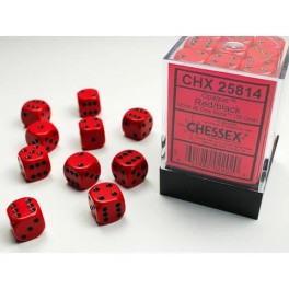 Dados D6 12mm (36) Red/Black
